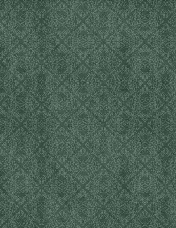 WP Crimson Blooms Damask - 30097-777 Green - Cotton Fabric