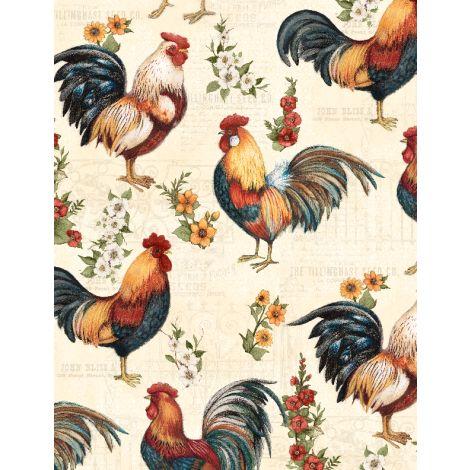 WP Garden Gate Roosters - 39812-121  - Cotton Fabric
