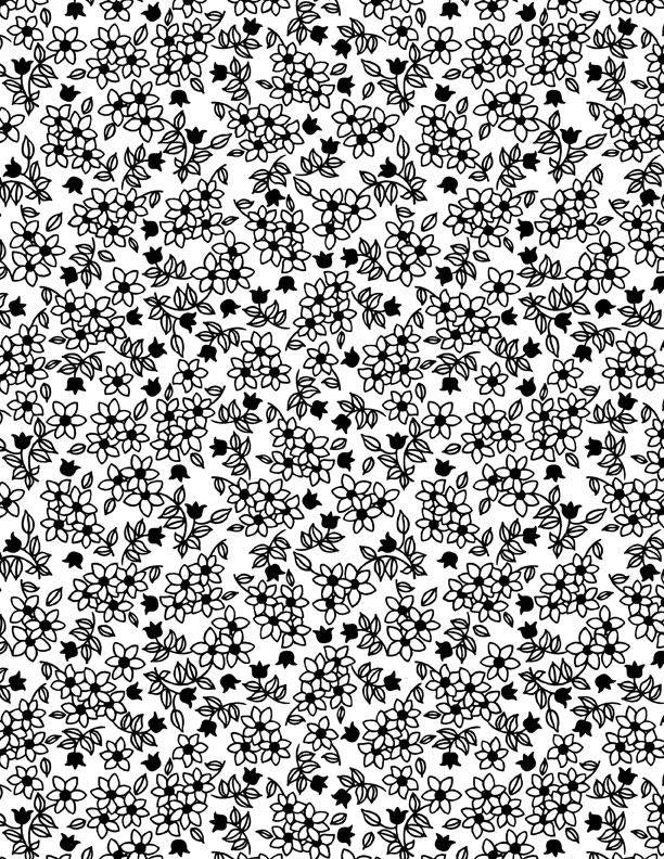 WP Shadow Blooms Small Floral - 40058-199 White - Cotton Fabric