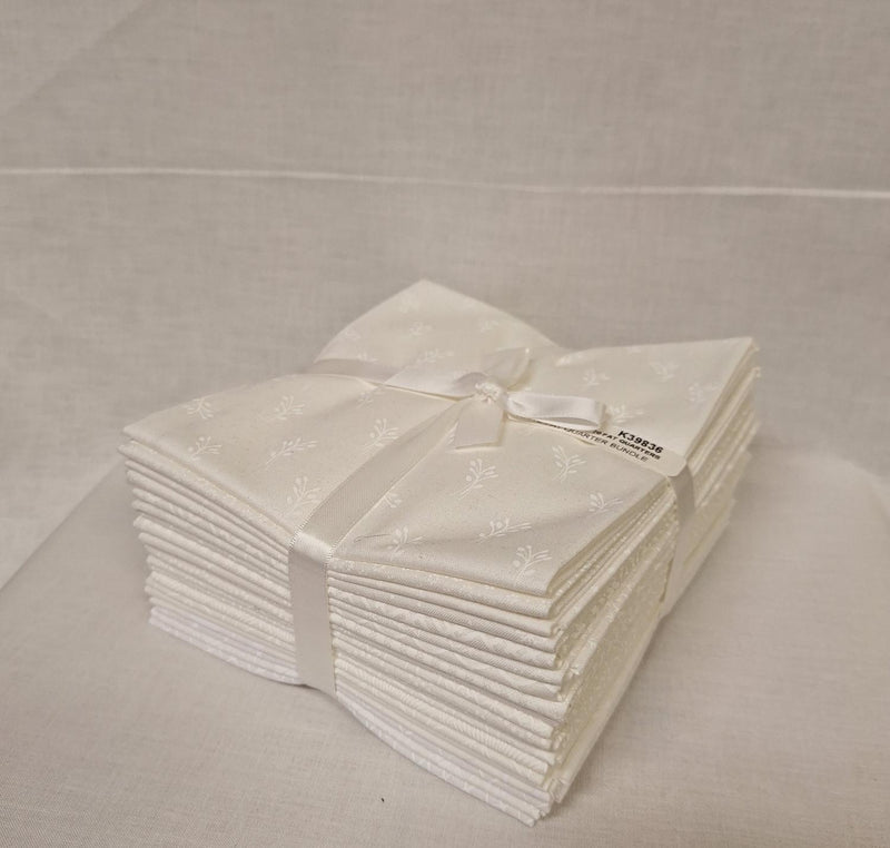 White on White Fat Quarter Bundle - 20 Fat Quarters - Cotton Fabric