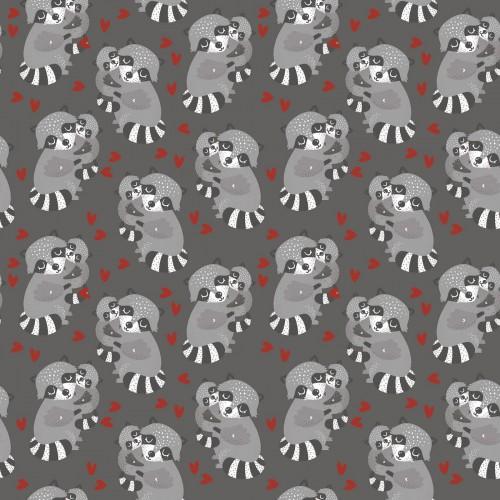 3 WISHES Animal Hugs 15042-DKGRAY - Cotton Fabric