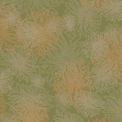 AGF Floral Elements FE-509 Dusty Olive - Cotton Fabric