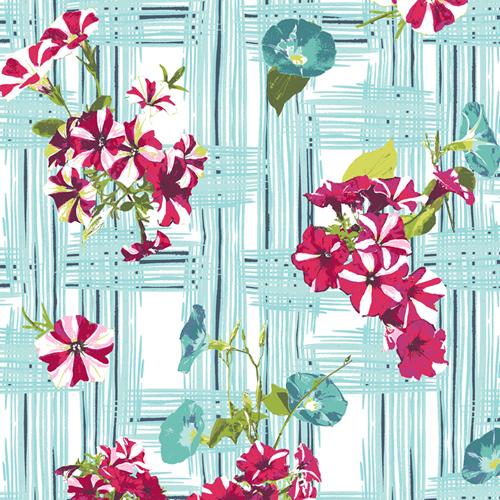 AG Floralish FSH-17408 Aqua - Cotton Fabric