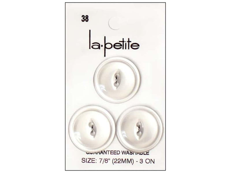 BLC La Petite Buttons White 7/8" - 3 Count