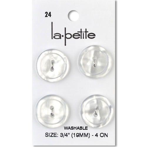 BLC La Petite White Buttons 3/4" - 4 Count