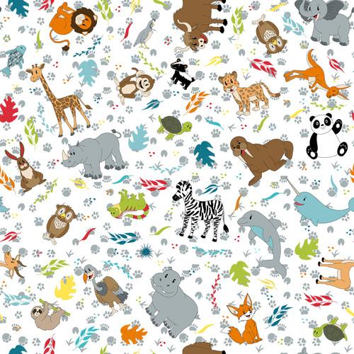 BLK A to Zoo 2652-01 White - Cotton Fabric