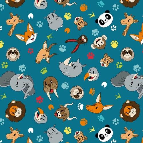 BLK A to Zoo 2654-67 Teal - Cotton Fabric