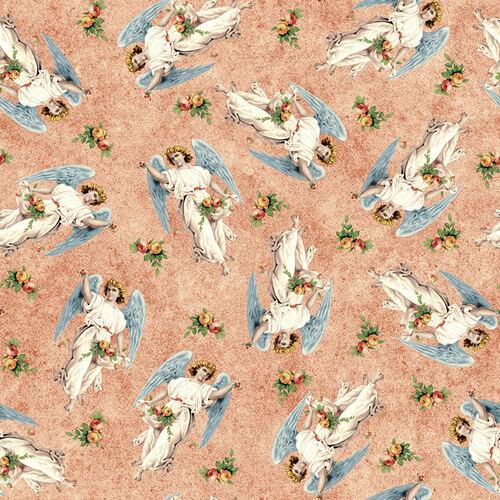 BLK He Leads Me 1836-33 Coral - Cotton Fabric