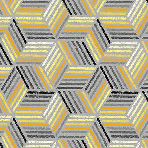 BLK Mellow Yellow 1973-90 Lt.Gray - Cotton Fabric