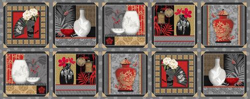 BLK Narumi Blocks With Vases Gray 9926-95 - Quilt Fabric