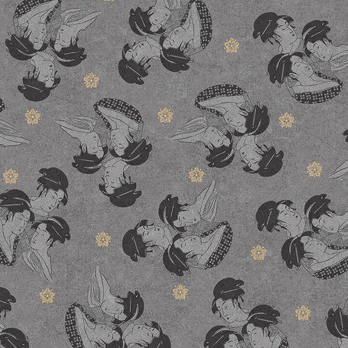 BLK Narumi Geishas on Gray 9936-95 - Quilt Fabric