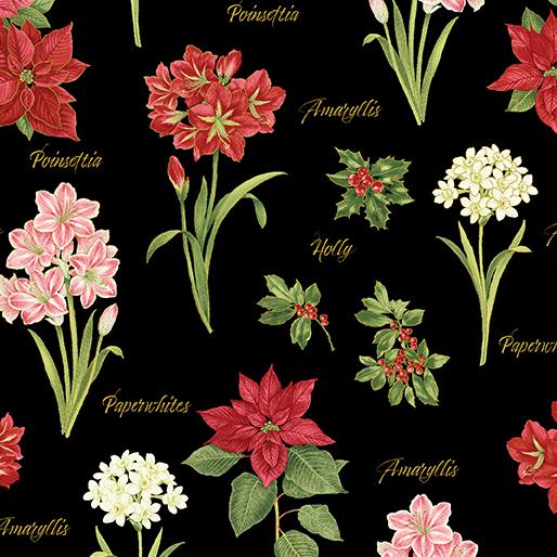 BTX A Botanical Season 13462M-12 Black - Cotton Fabric