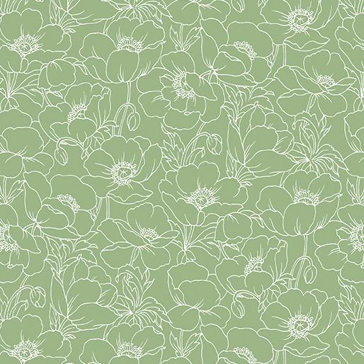 BTX Amazing Poppies 623-40 Green - Cotton Fabric