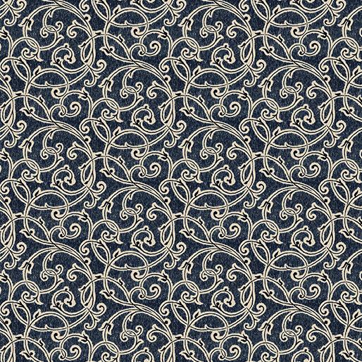 BTX Color Traditions Scroll Blue 5468-55 - Cotton Fabric