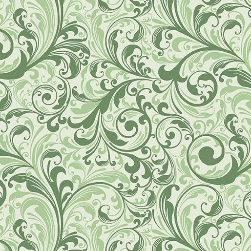 BTX Evelyn's Etched Tulips 3095-40 Green - Cotton Fabric