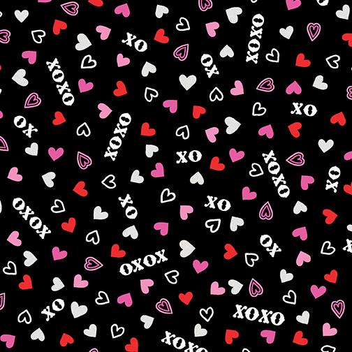 BTX Hugs & Kisses 12566P-12 Black - Cotton Fabric