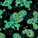 BTX Peacock Symphony 13487-12 Black - Cotton Fabric