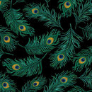 BTX Peacock Symphony 13488-12 Black - Cotton Fabric