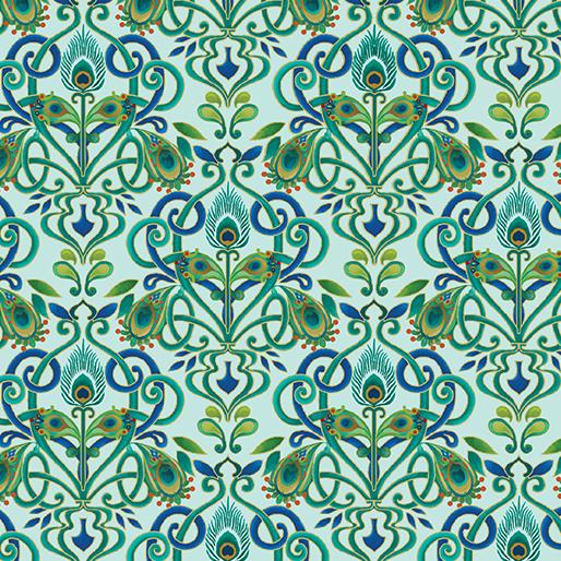 BTX Peacock Symphony 13489-04 Lt. Turquoise - Cotton Fabric