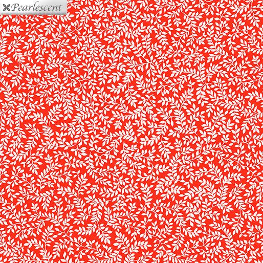 BTX Poppy Promenade Pearl Ferns 7985P-10 Red - Cotton Fabric