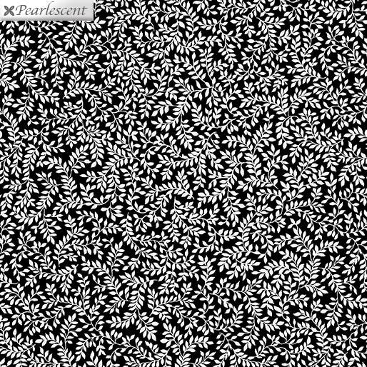BTX Poppy Promenade Pearl Ferns 7985P-12 Black - Cotton Fabric