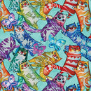 BTX Sunshine Cats 13478-83 Medium Turquoise - Cotton Fabric