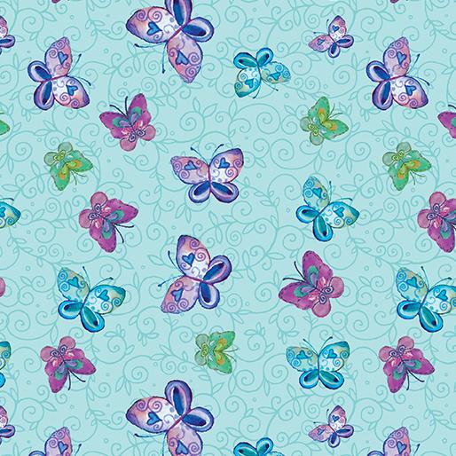 BTX Sunshine Cats 13480-04 Light Turquoise - Cotton Fabric