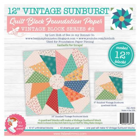 CHK 12in Vintage Sunburst Quilt Block Foundation Papers Series