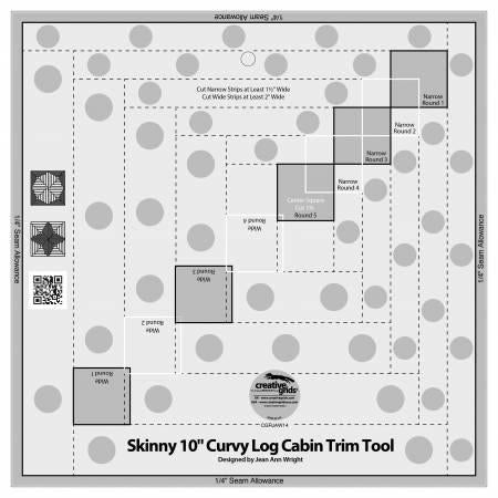 CHK Creative Grids Skinny 10" Curvy Log Cabin Trim Tool - CGRJAW14