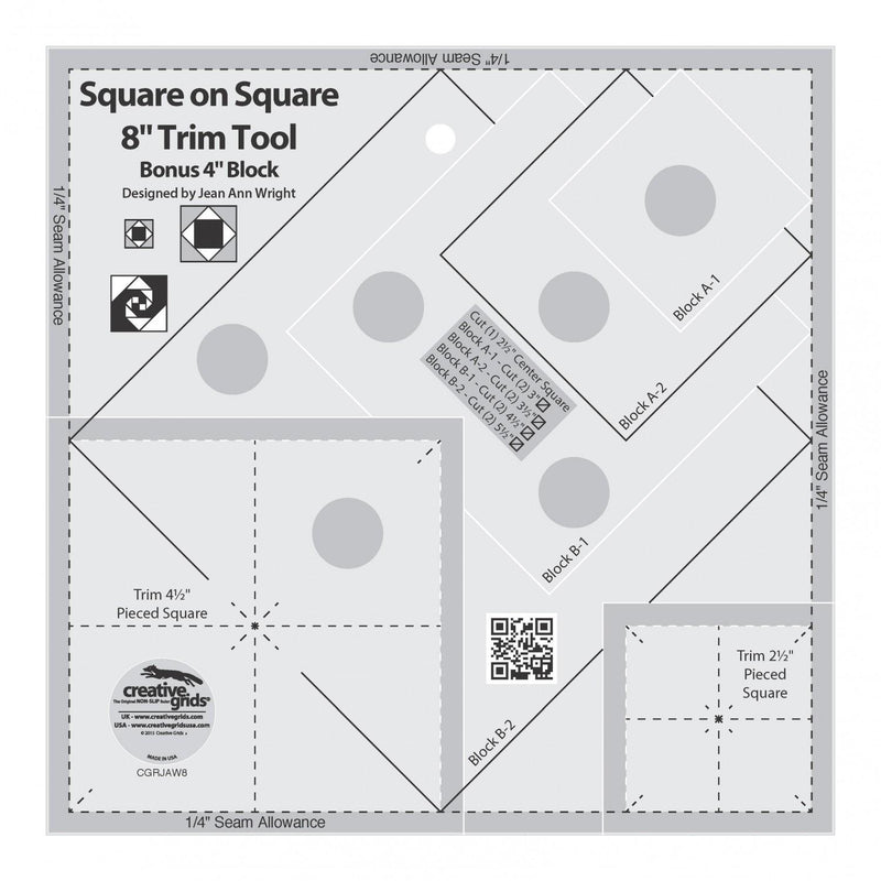 CHK Creative Grids Squares on Square 8in Trim Tool - CGRJAW8