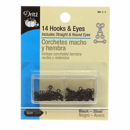 CHK Dritz Hooks & Eyes Size 1 Black - 90-1-1