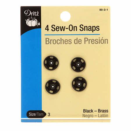 CHK Dritz Sew-On Snaps Size 3 Black - 80-3-1