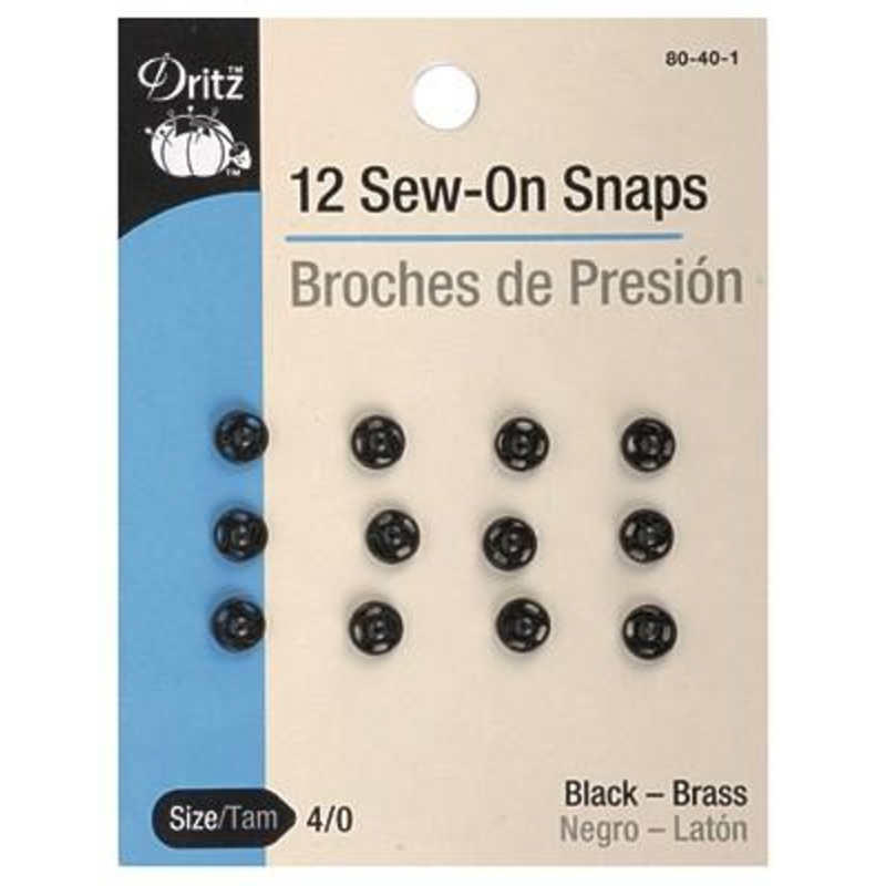 CHK Dritz Sew-On Snaps Size 4/0 Black - 80-40-1