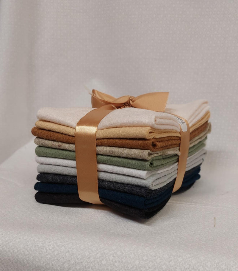 CHK Wool Felt Neutrals Bundle - 8 Fat Eighths - 9" x 18" Pieces - Pre-cut Fabric