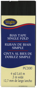 CHK Wrights Single Fold Bias Tape Black - 117200031
