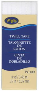 CHK Wrights Twill Tape 1/4in White - 117300030