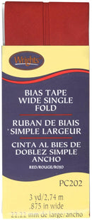 CHK Wrights Wide Single Fold Bias Tape - 117202065 Red - Notions