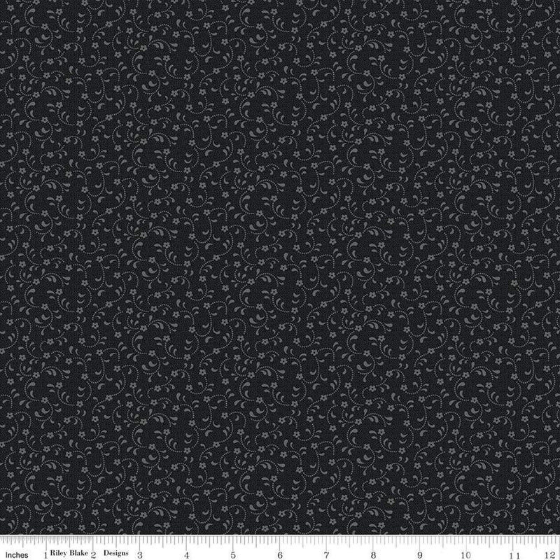 CWH Floret - C675-BLACK - Cotton Fabric