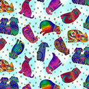 CWRK Kindred Canines Y3708-32M Aqua - Metallic Cotton Fabric