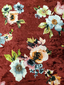 FM Dress Fabric - Burgundy Velvet Floral CSA5853w - Dress & Apparel Fabric