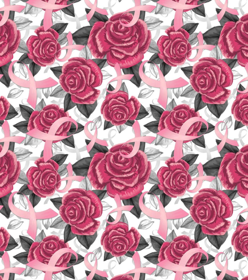FOU Ribbon & Roses DT-3055 White - Cotton Fabric