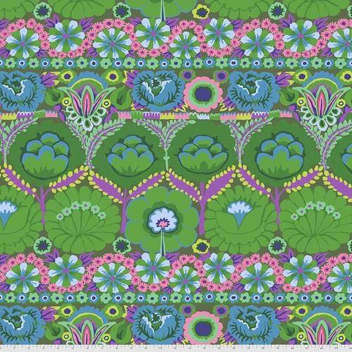 FS Embroidered Flower PWGP185.GREEN - Cotton Fabric