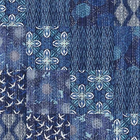 FS Kantha Cloth - Enchanted Indigo KCVW001.INDIGO - Cotton Fabric