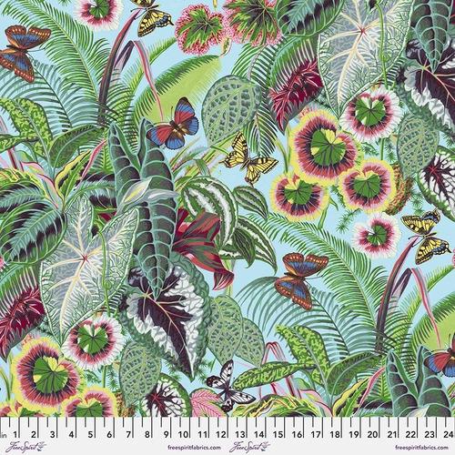 FS Treasure Island - Tropical Leaves PWSL105.AQUA - Cotton Fabric