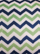 FTWH Minky 60" FA12056 Chevron White/Navy/Kelly - Minky Fabric