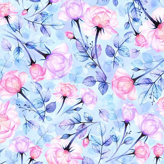 HFF Brilliant Blooms T4937-139 Perwinkle - Cotton Fabric
