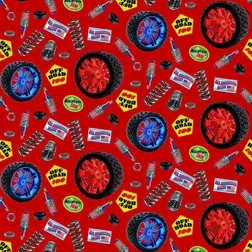 HG American Truckers 9482-88 Red - Cotton Fabric