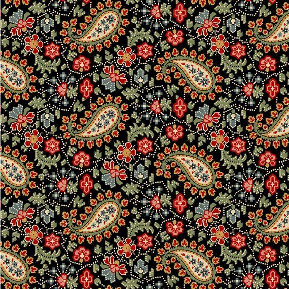 MB Villa Flora R220478-BLACK - Cotton Fabric