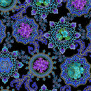 MM Opulent Floral DM10573-BLUE - Cotton Metallic Fabric