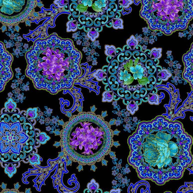 MM Opulent Floral DM10573-BLUE - Cotton Fabric